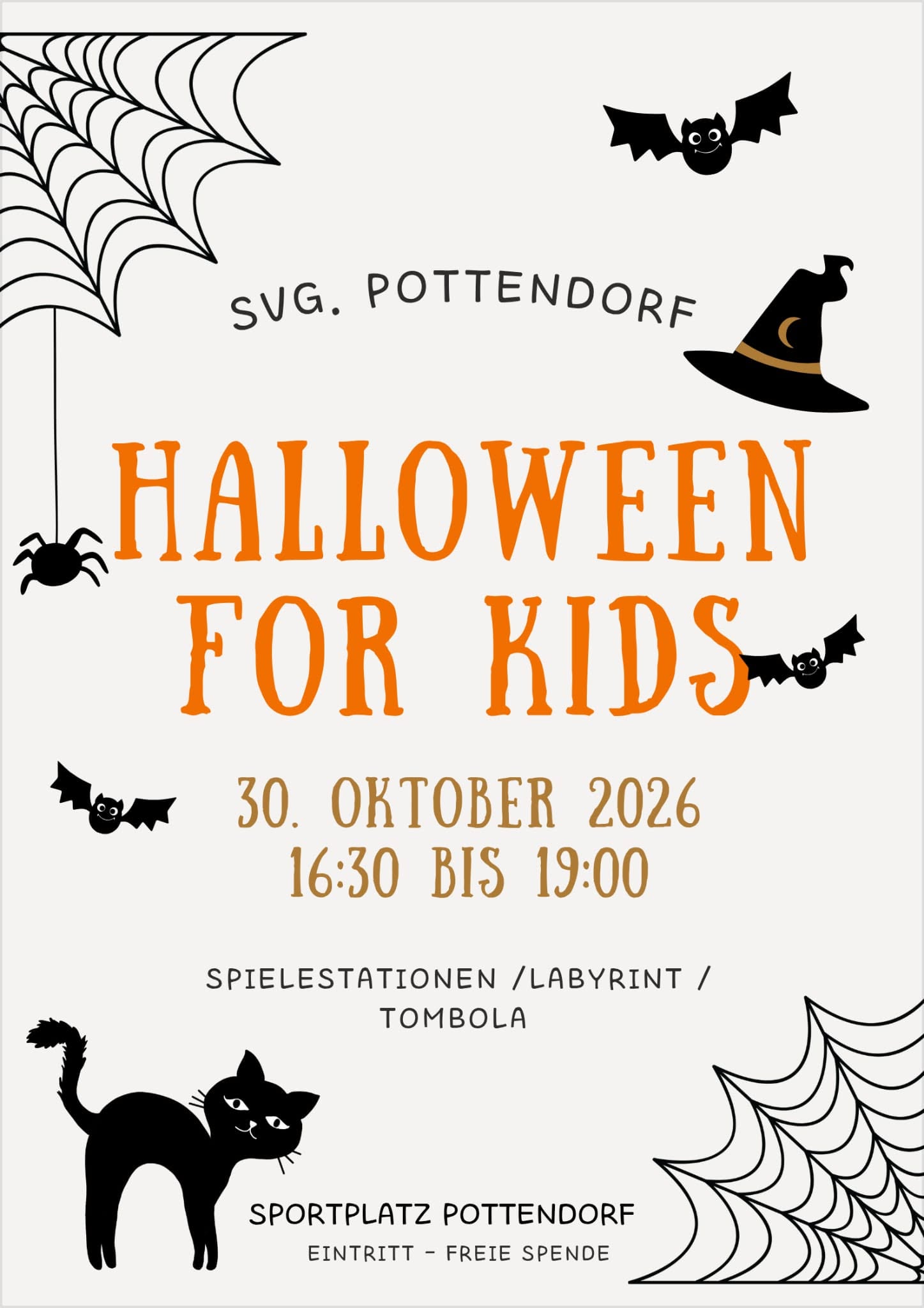 Halloween4Kids am 30. October 2026 @ Sportplatz Pottendorf.