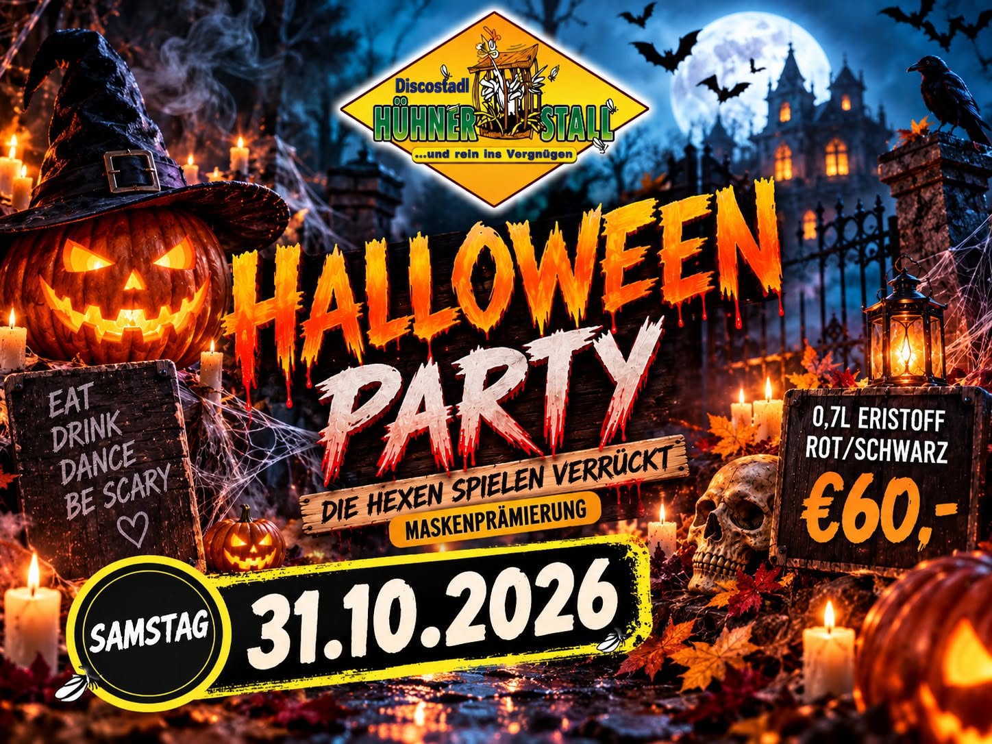 Halloween Party am 31. October 2026 @ Discostadl Hühnerstall.