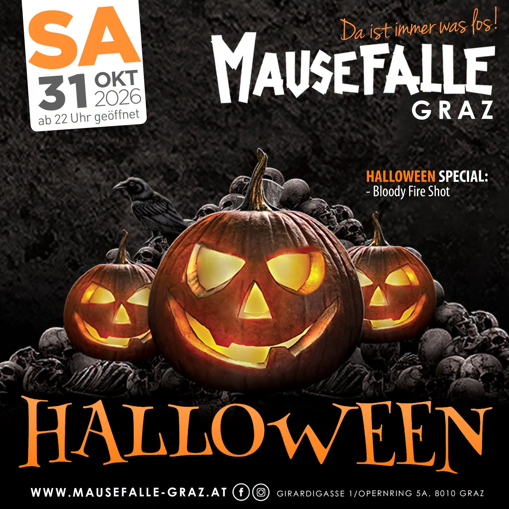 HALLOWEEN! am 31. October 2026 @ Mausefalle Graz.