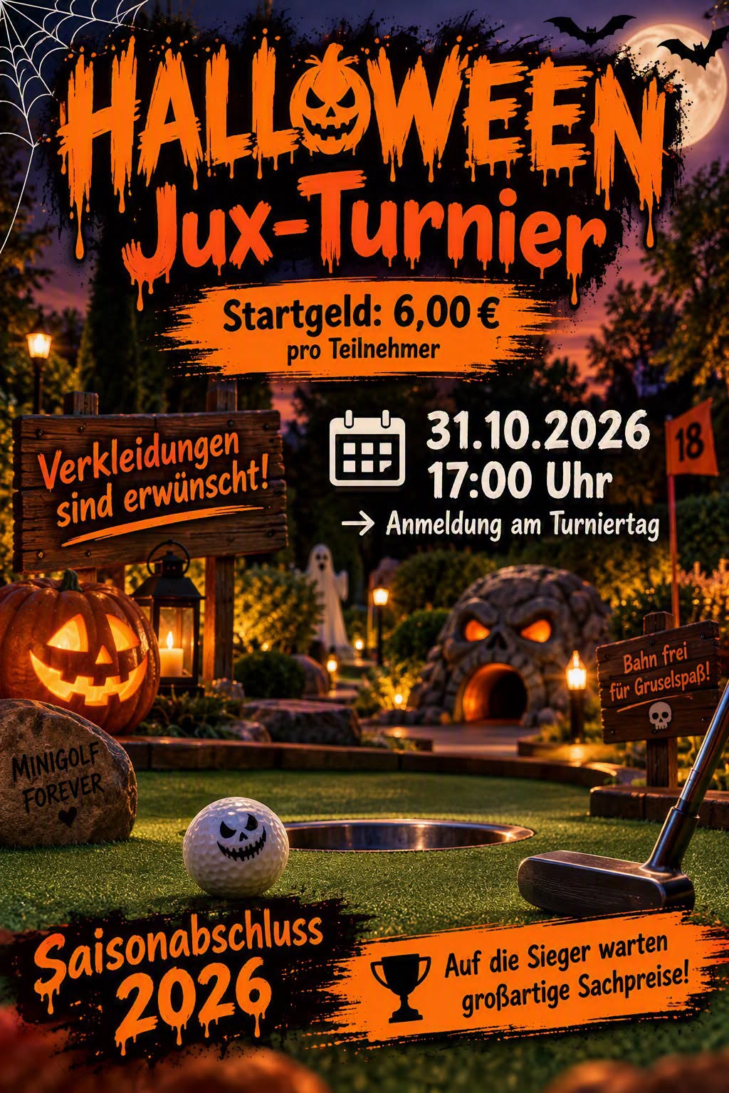 HALLOWEEN Jux-Turnier am 31. October 2026 @ Bahnengolf Sportclub Leobersdorf.