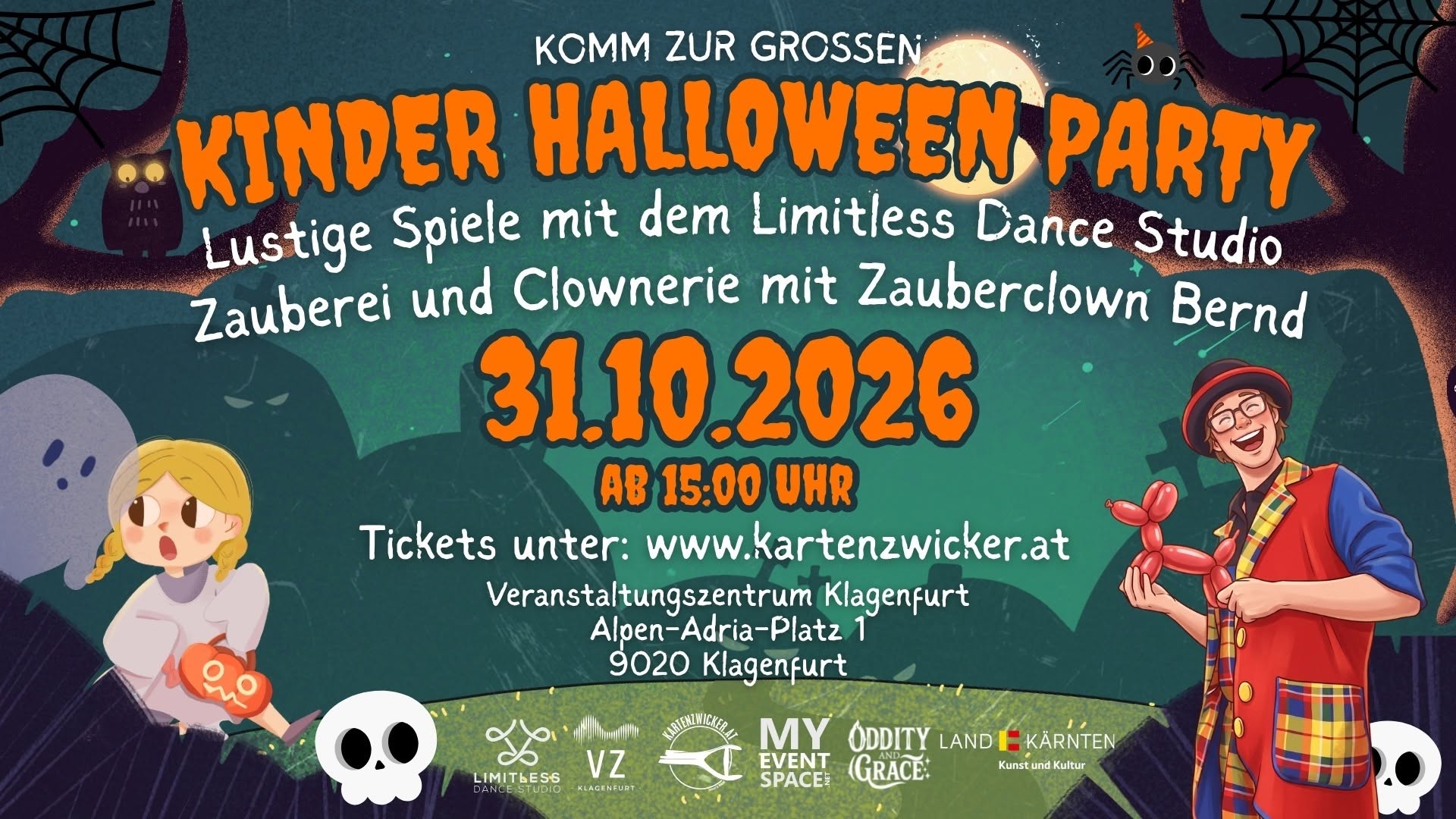 Kinder Halloween Party am 31. October 2026 @ VZ Klagenfurt.