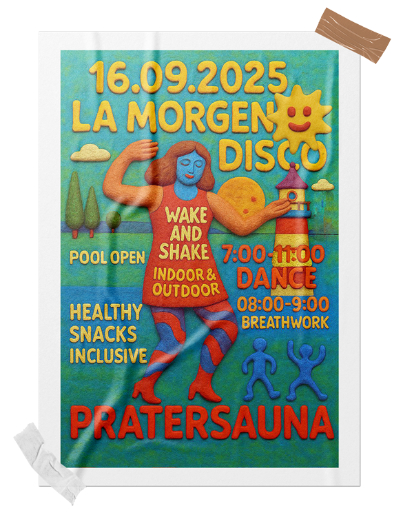 La Morgendisco am 16. September 2025 @ Pratersauna. La Morgendisco am 16. September 2025 @ Pratersauna.