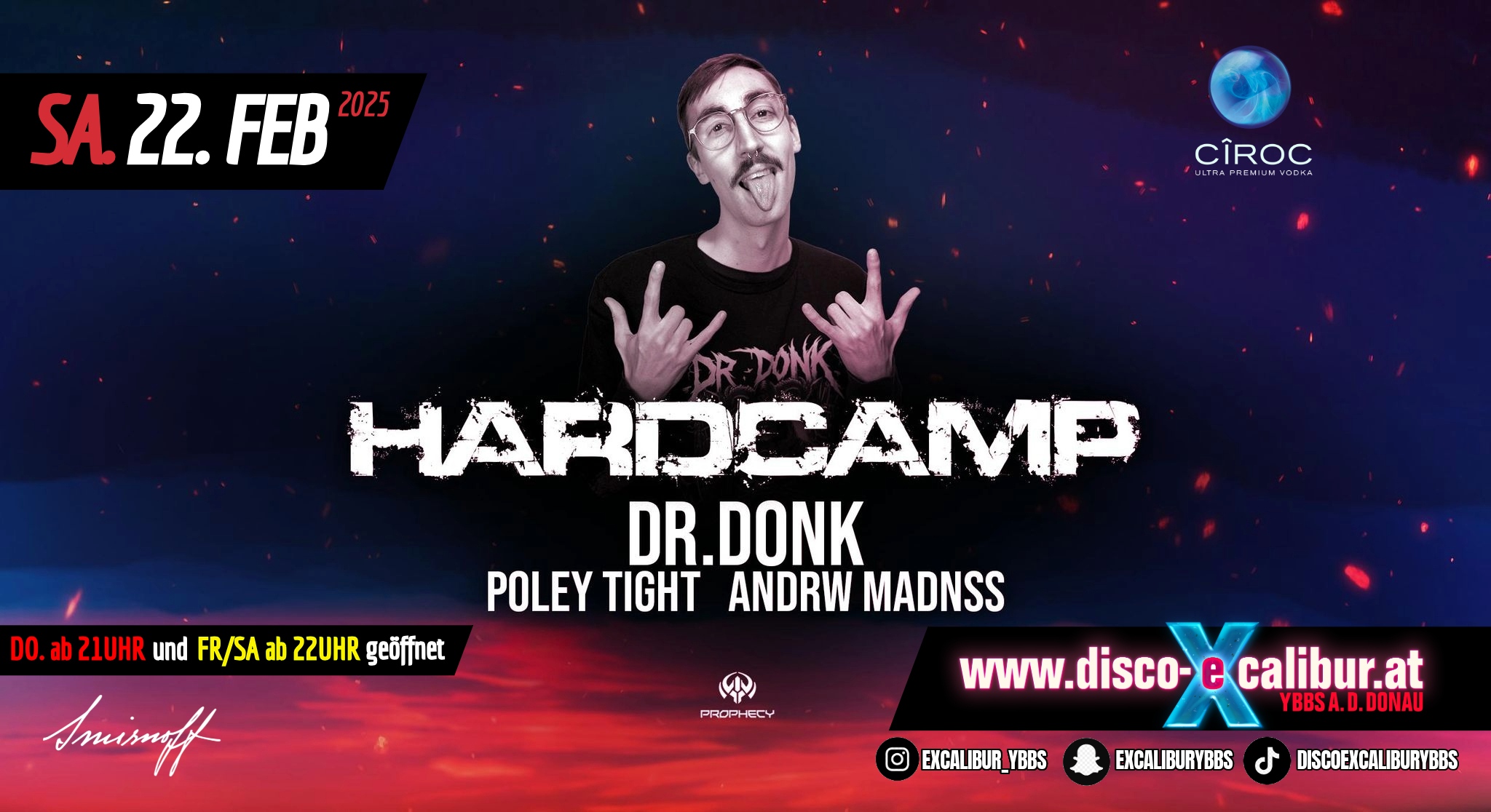 Hardcamp pres. DR. DONK am 22. February 2025 @ Disco Excalibur - Ybbs. Hardcamp pres. DR. DONK am 22. February 2025 @ Disco Excalibur - Ybbs.
