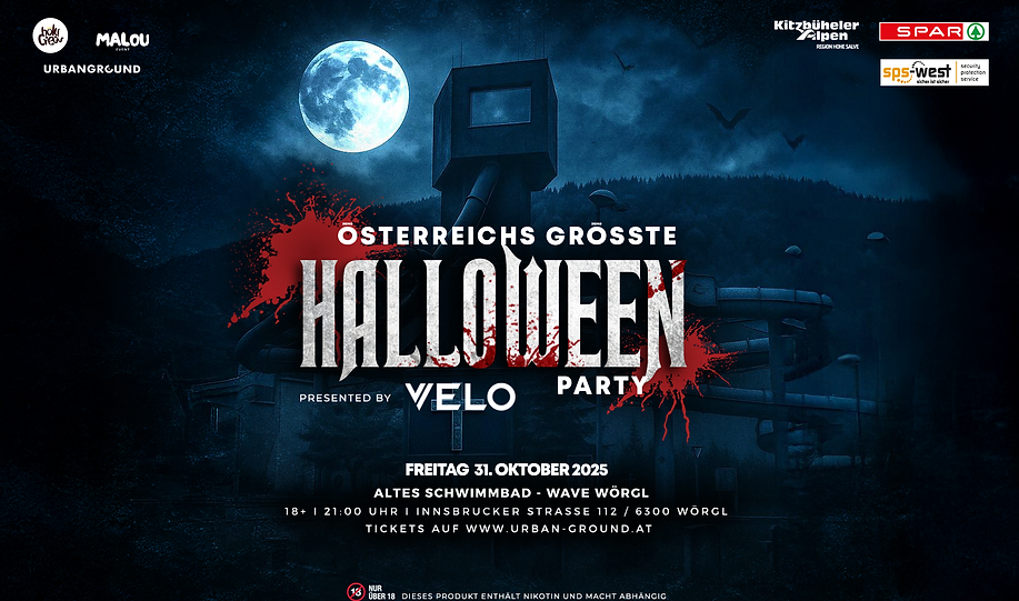 Österreichs größte Halloween Party 2025 am 31. October 2025 @ Altes Schwimmbad. Österreichs größte Halloween Party 2025 am 31. October 2025 @ Altes Schwimmbad.