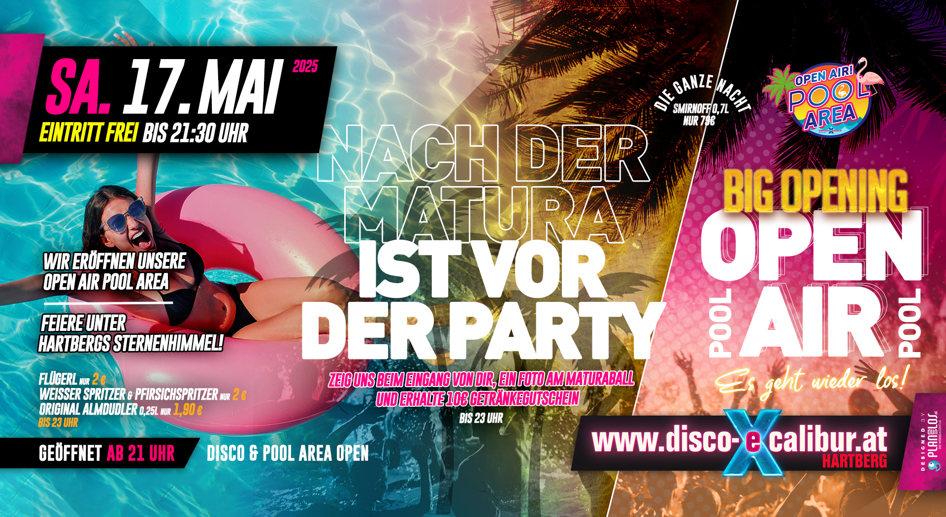 Open Air Pool Opening am 17. May 2025 @ Disco Excalibur - Hartberg. Open Air Pool Opening am 17. May 2025 @ Disco Excalibur - Hartberg.