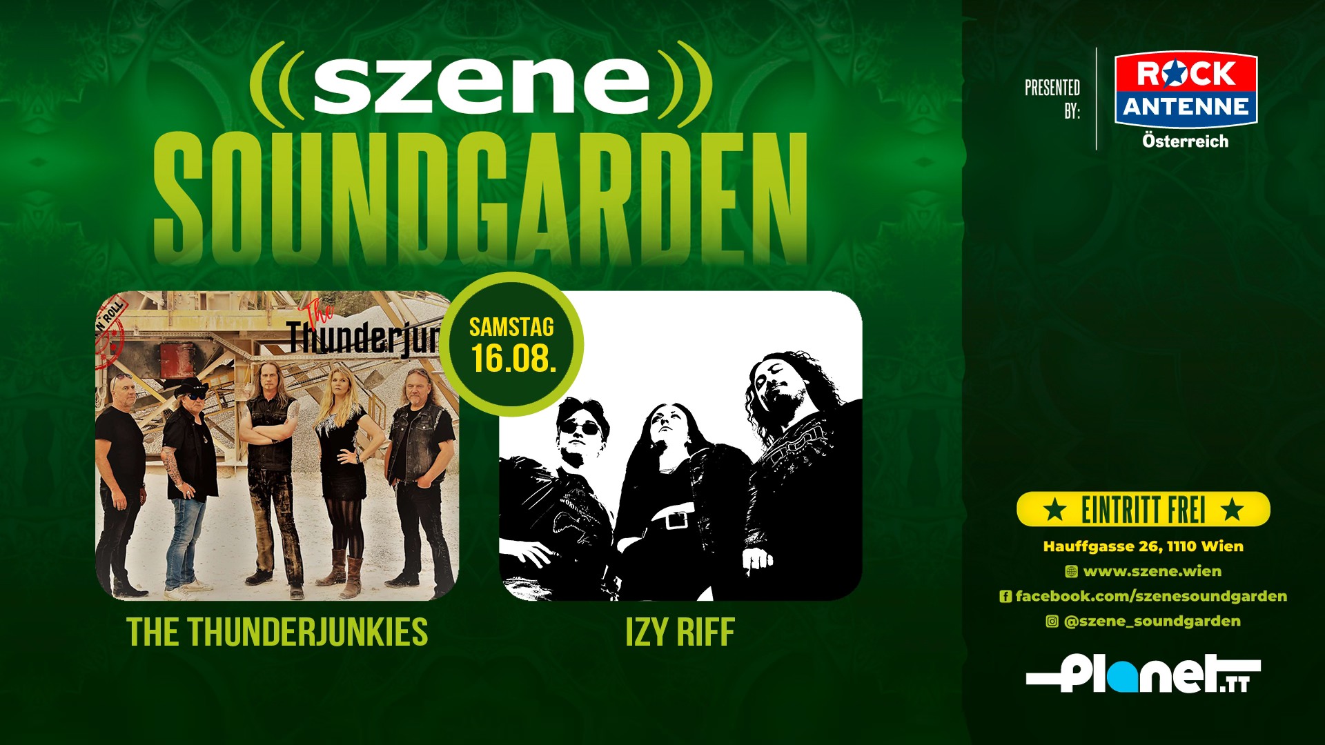 Thunderjunkies | Izy Riff & The Lucky Boys am 16. August 2025 @ Szene Wien. Thunderjunkies | Izy Riff & The Lucky Boys am 16. August 2025 @ Szene Wien.