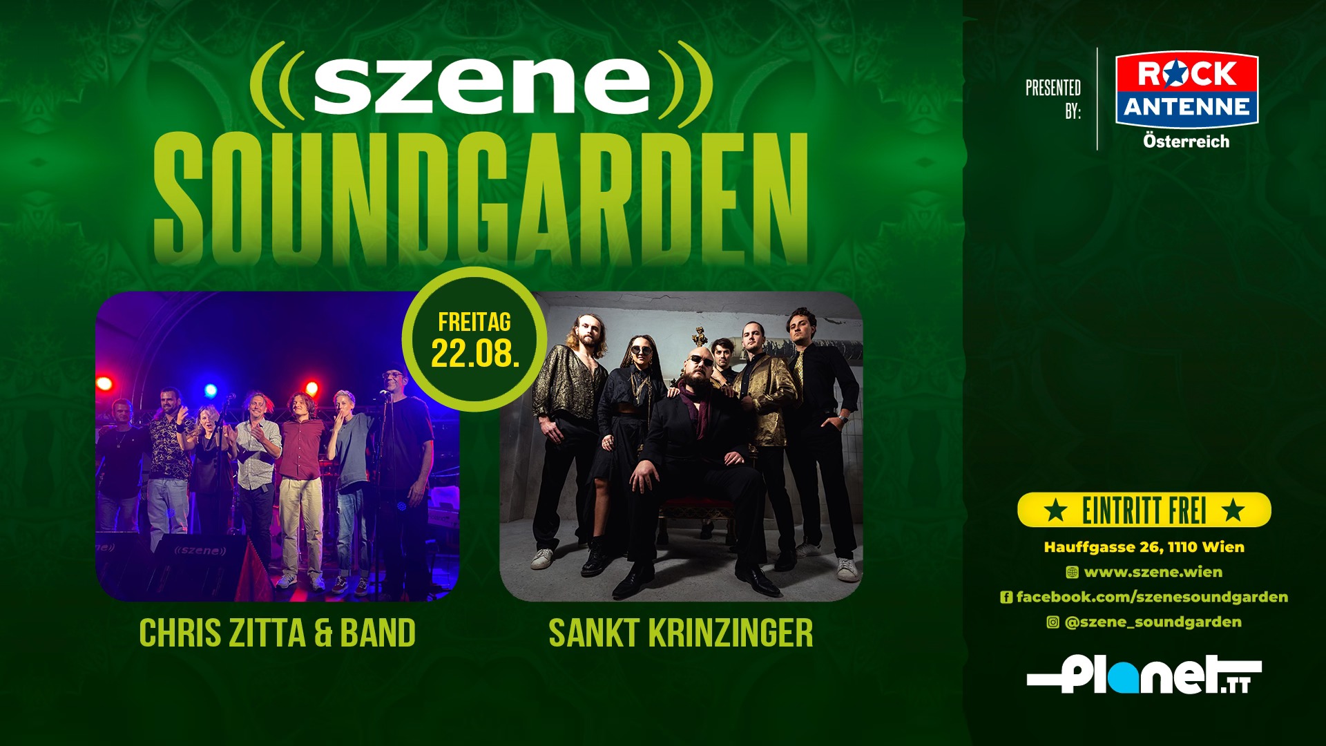 Chris Zitta & Band | Sankt Krinzinger am 22. August 2025 @ Szene Wien. Chris Zitta & Band | Sankt Krinzinger am 22. August 2025 @ Szene Wien.