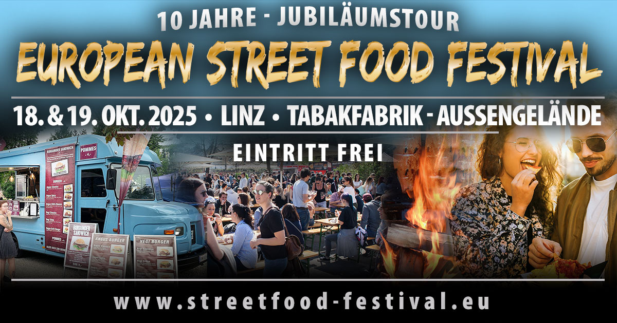 European Street Food Festival am 18. October 2025 @ Tabakfabrik Linz. European Street Food Festival am 18. October 2025 @ Tabakfabrik Linz.