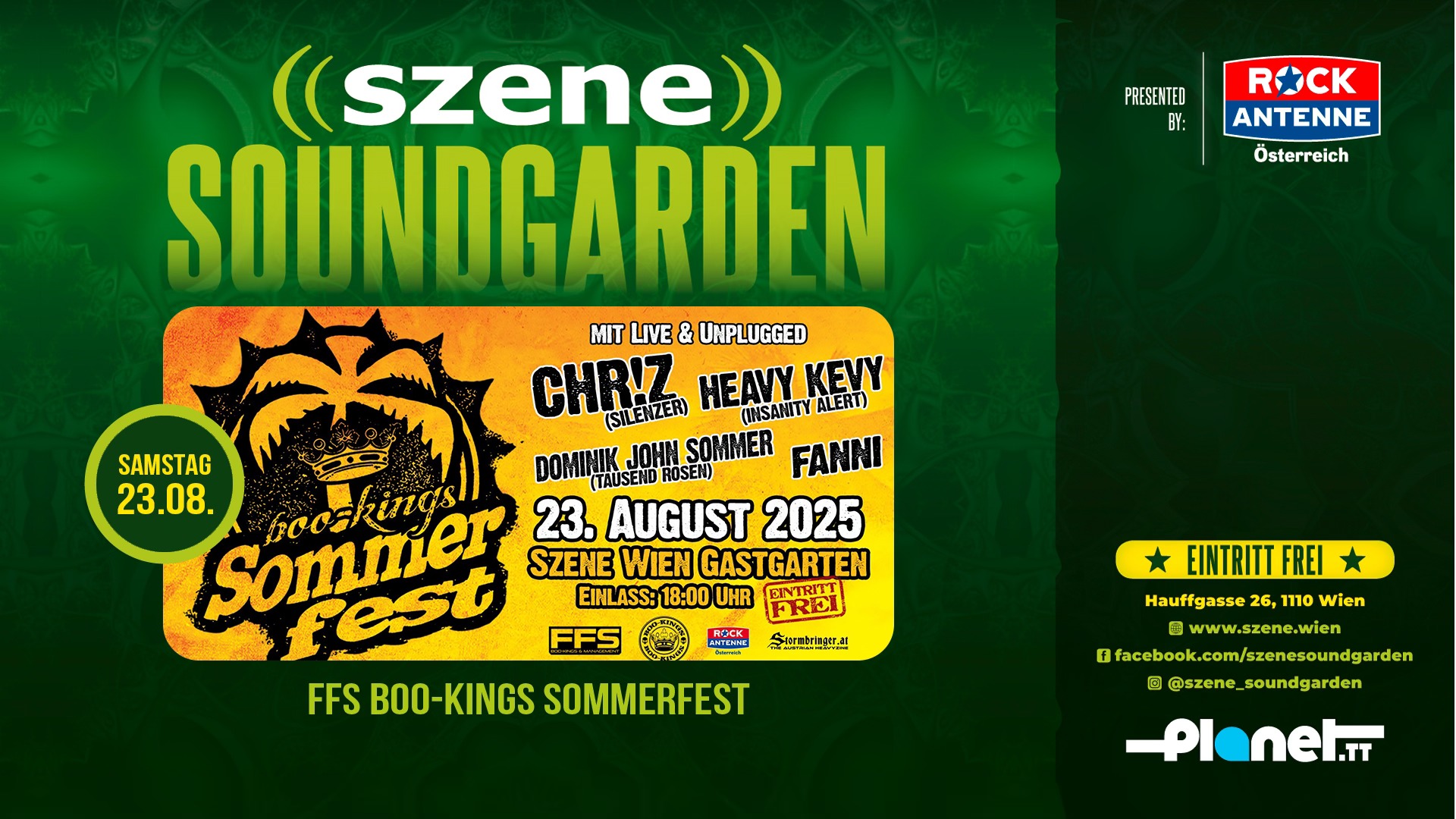 FFS BOO-KINGS Sommerfest & Merchival am 23. August 2025 @ Szene Wien. FFS BOO-KINGS Sommerfest & Merchival am 23. August 2025 @ Szene Wien.