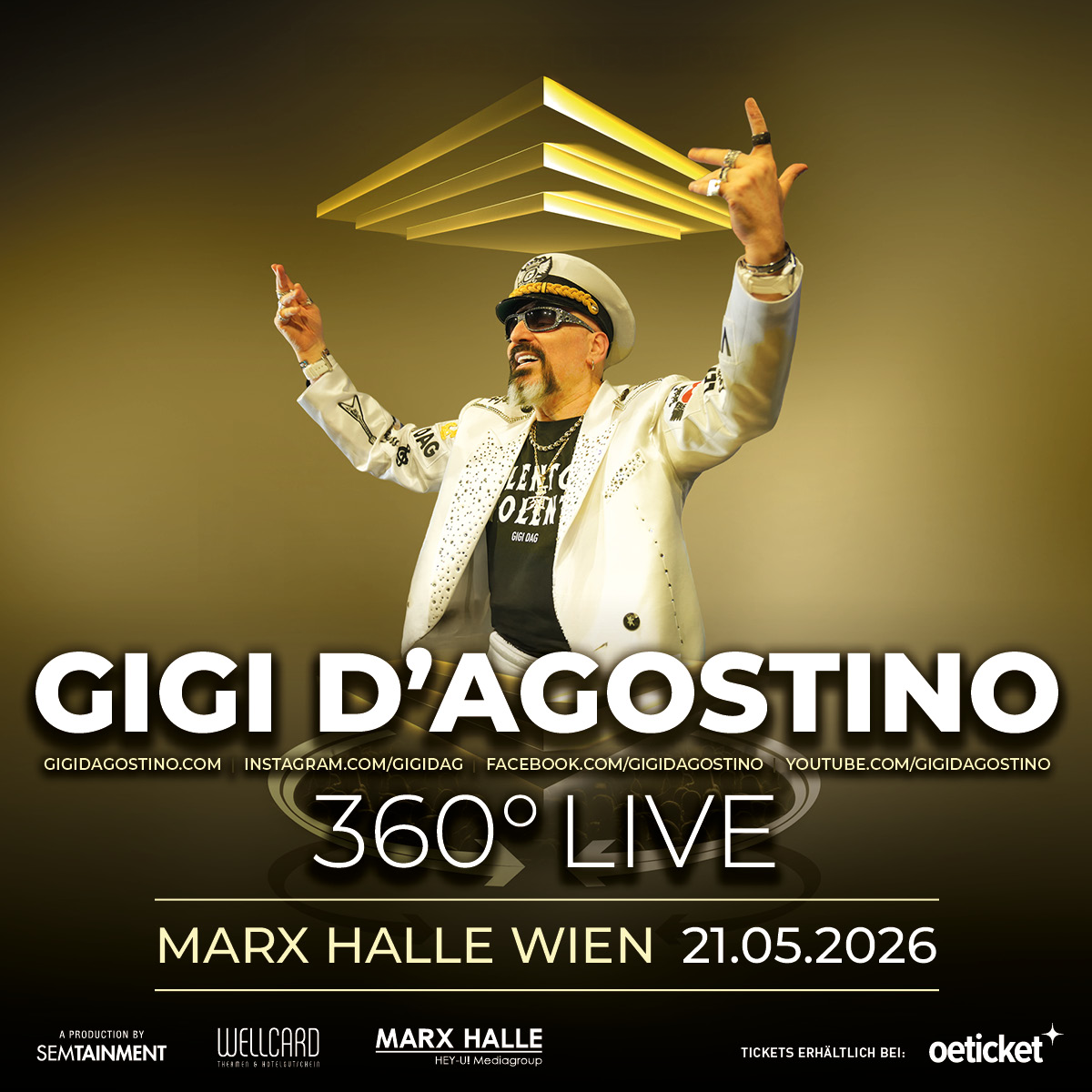 Gigi D'Agostino - 360° Live am 21. May 2026 @ Marx Halle.