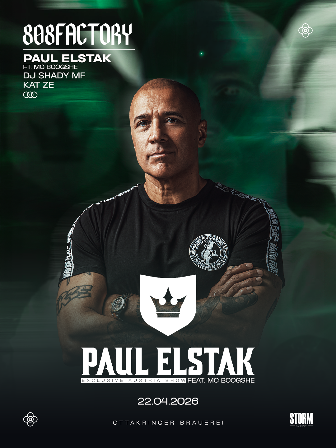 Paul Elstak feat. MC Boogshe, DJ SHADY MF & Kat Ze am 22. April 2026 @ Ottakringer Brauerei.
