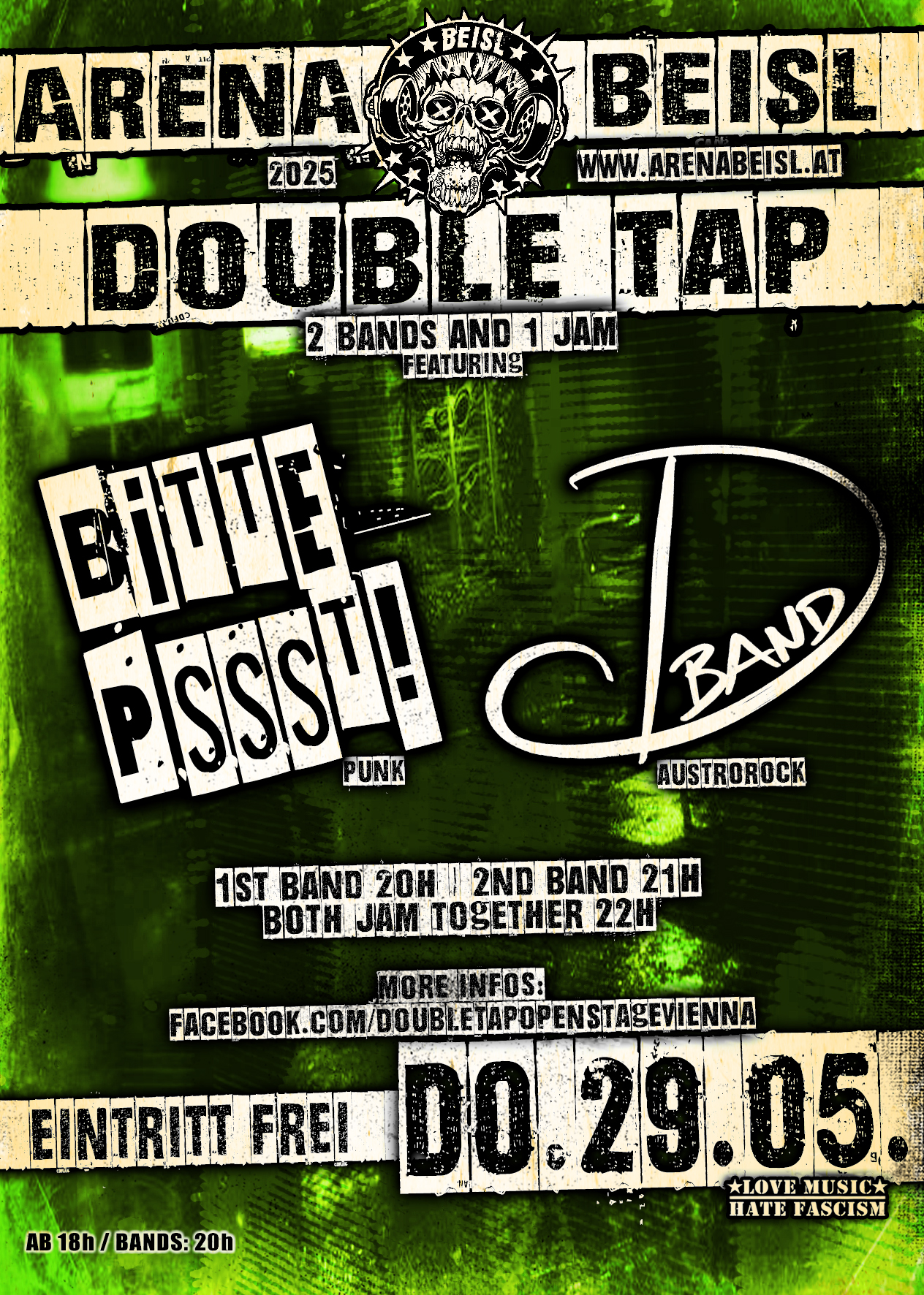 Double Tap: BITTE PSSST! | D-BAND am 29. May 2025 @ Arena Wien - Beisl. Double Tap: BITTE PSSST! | D-BAND am 29. May 2025 @ Arena Wien - Beisl.