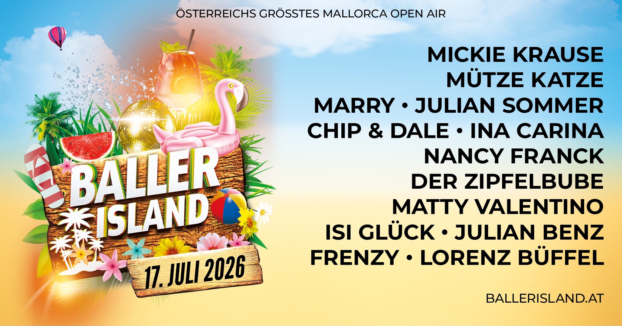 Baller Island 2026 am 17. July 2026 @ Donauinsel. Baller Island 2026 am 17. July 2026 @ Donauinsel.
