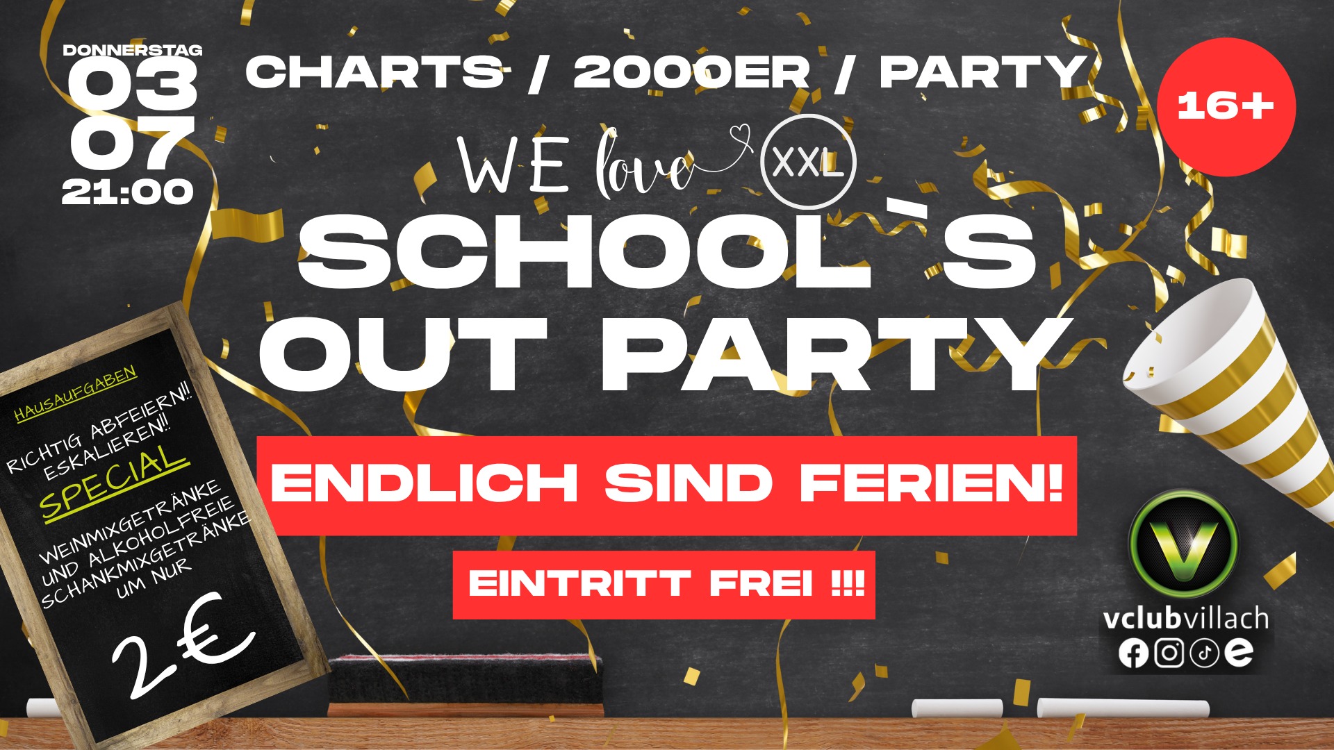 School Out Party am 3. July 2025 @ V-Club. School Out Party am 3. July 2025 @ V-Club.