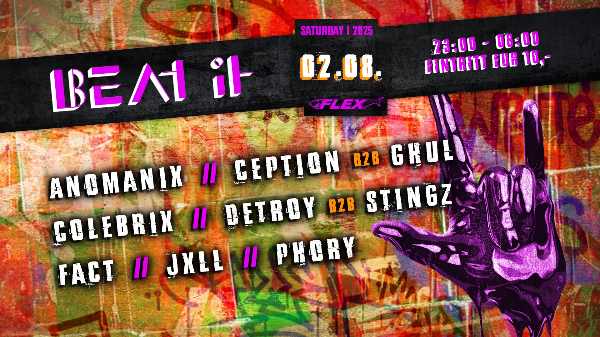 BEAT IT am 2. August 2025 @ Flex. BEAT IT am 2. August 2025 @ Flex.