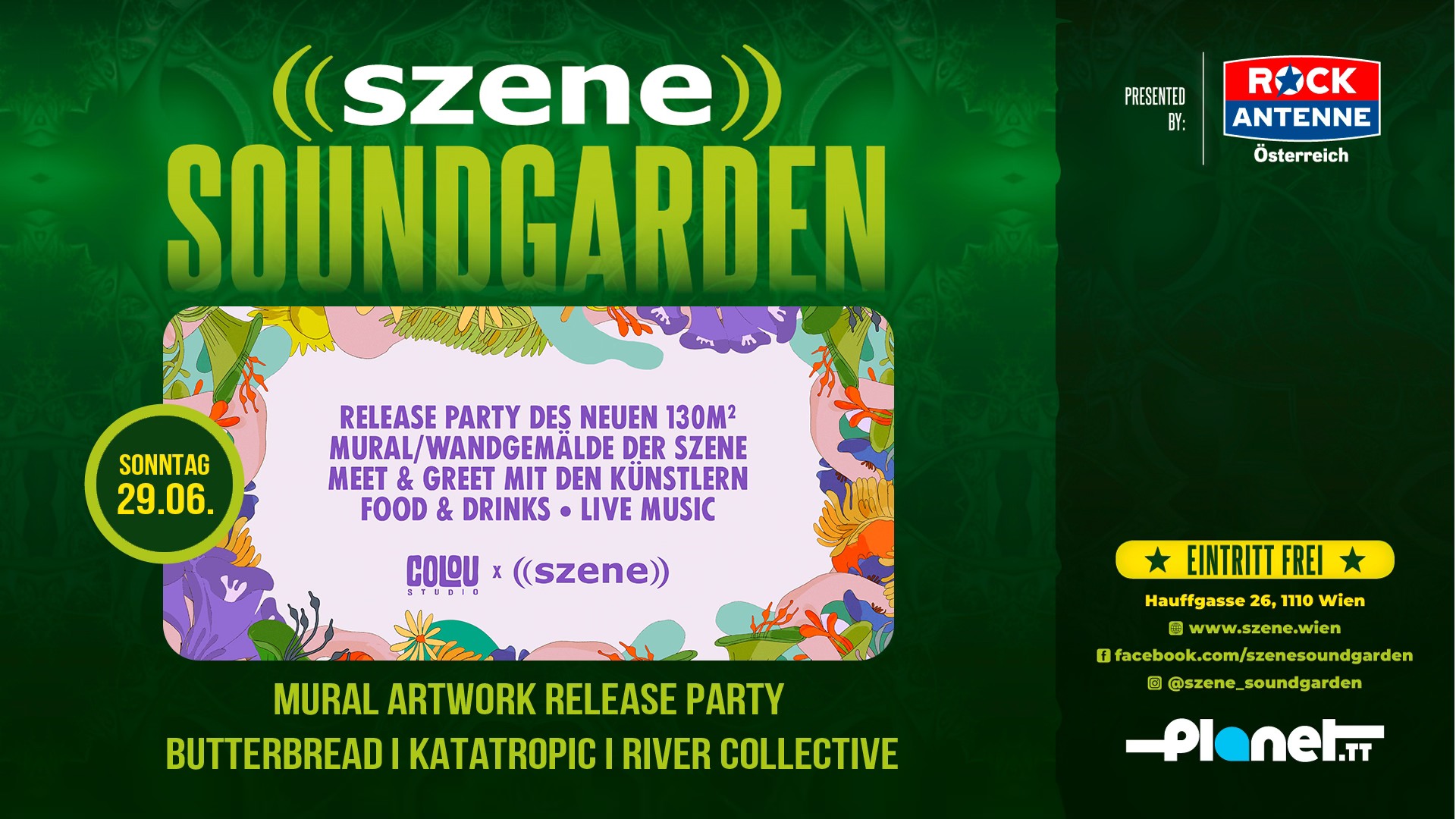 Mural Artwork Release Party am 29. June 2025 @ Szene Wien. Mural Artwork Release Party am 29. June 2025 @ Szene Wien.