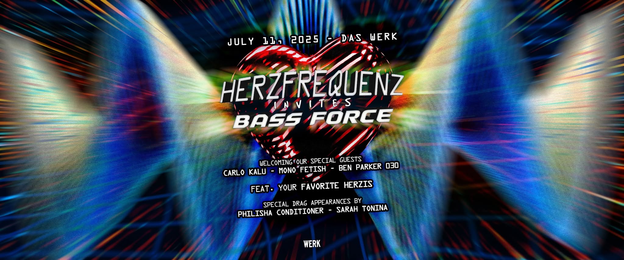HERZFREQUENZ invites BASS FORCE am 11. July 2025 @ Das Werk. HERZFREQUENZ invites BASS FORCE am 11. July 2025 @ Das Werk.