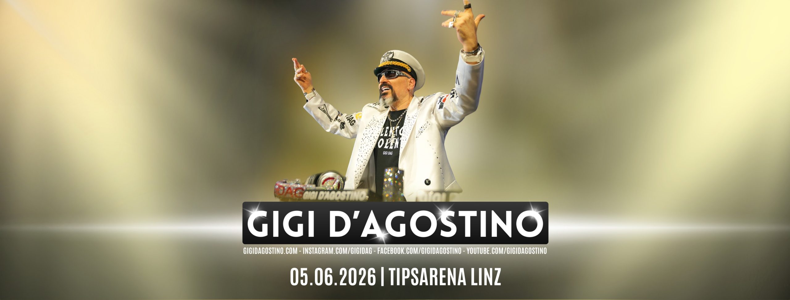 GIGI D'AGOSTINO am 5. June 2026 @ TipsArena Linz. GIGI D'AGOSTINO am 5. June 2026 @ TipsArena Linz.