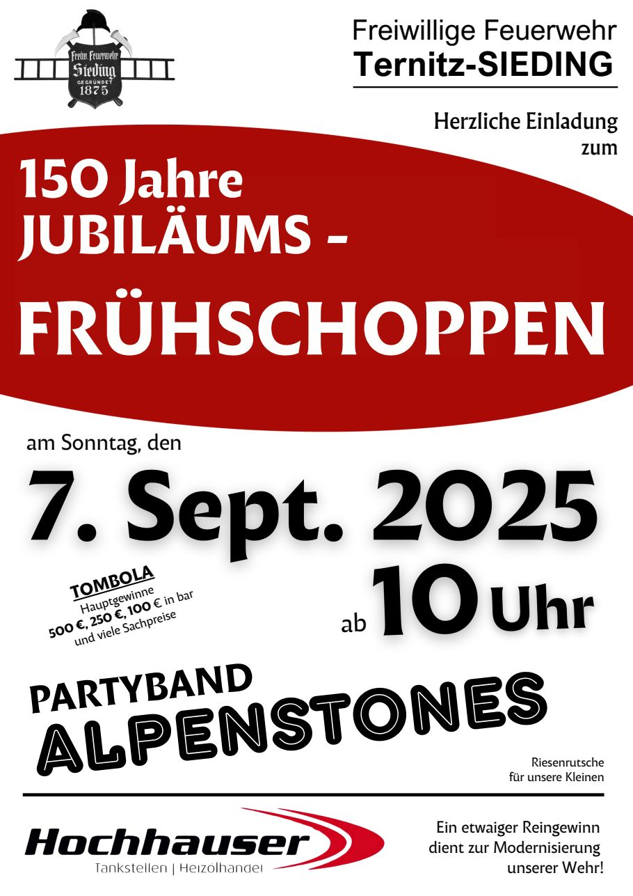 Frühschoppen der FF Ternitz-Sieding am 7. September 2025 @ FF Ternitz-Sieding. Frühschoppen der FF Ternitz-Sieding am 7. September 2025 @ FF Ternitz-Sieding.