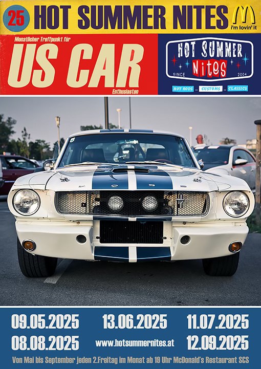 HOT SUMMER NITES '25 am 12. September 2025 @ McDonald's SCS Parkplatz-Westring. HOT SUMMER NITES '25 am 12. September 2025 @ McDonald's SCS Parkplatz-Westring.