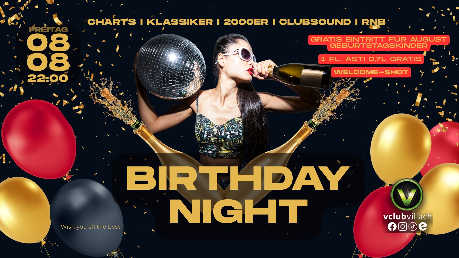 Birthday Night am 8. August 2025 @ V-Club. Birthday Night am 8. August 2025 @ V-Club.