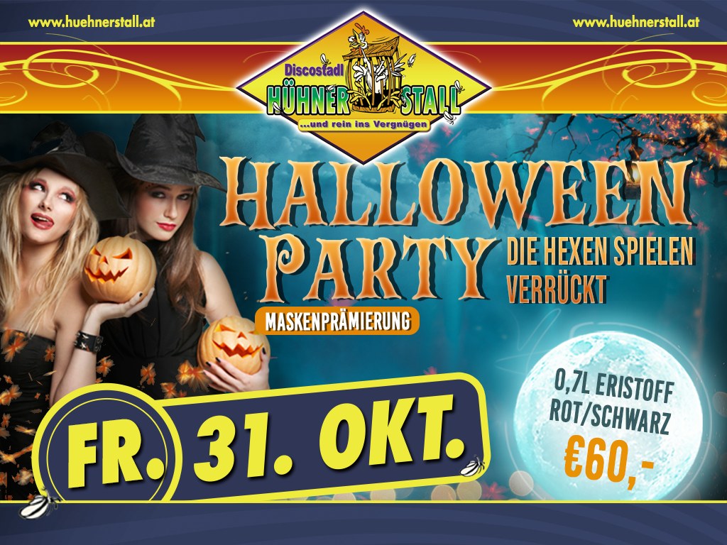 Halloween Party am 31. October 2025 @ Discostadl Hühnerstall. Halloween Party am 31. October 2025 @ Discostadl Hühnerstall.