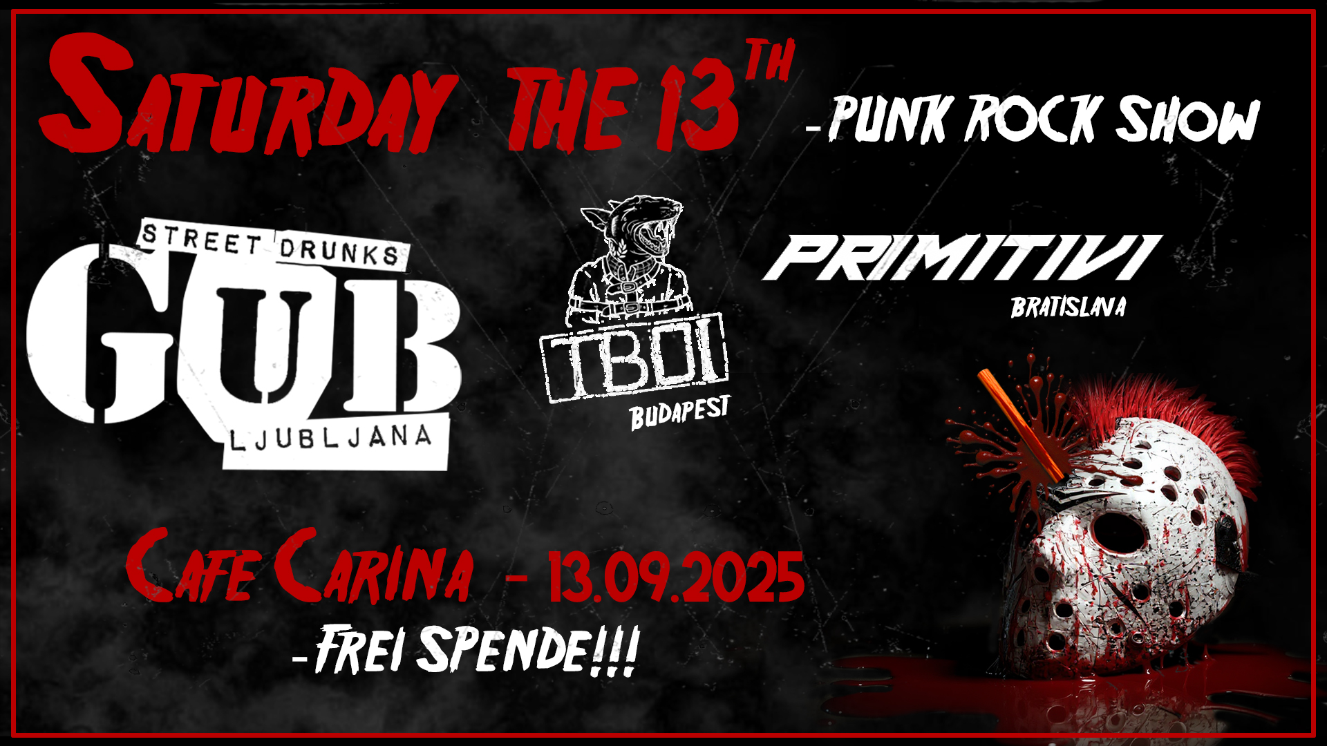 G.U.B + TbOi + Primitivi am 13. September 2025 @ Café Carina. G.U.B + TbOi + Primitivi am 13. September 2025 @ Café Carina.