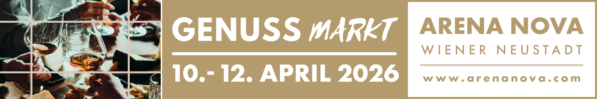 Der Genussmarkt am 10. April 2026 @ Arena Nova. Der Genussmarkt am 10. April 2026 @ Arena Nova.