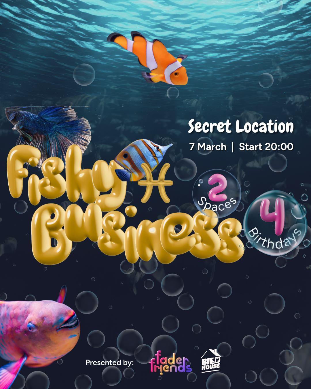 Fishy Business Birthday Rave am 7. March 2026 @ Culture Clubhouse.