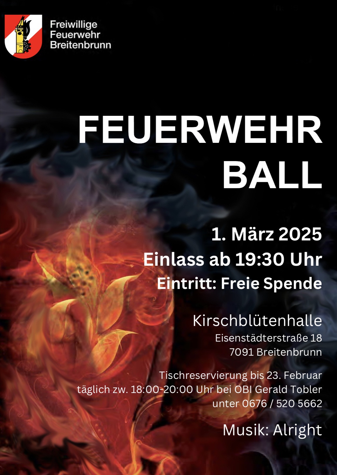 Ball der Feuerwehr Breitenbrunn am 1. March 2025 @ Kirschblütenhalle Breitenbrunn. Ball der Feuerwehr Breitenbrunn am 1. March 2025 @ Kirschblütenhalle Breitenbrunn.