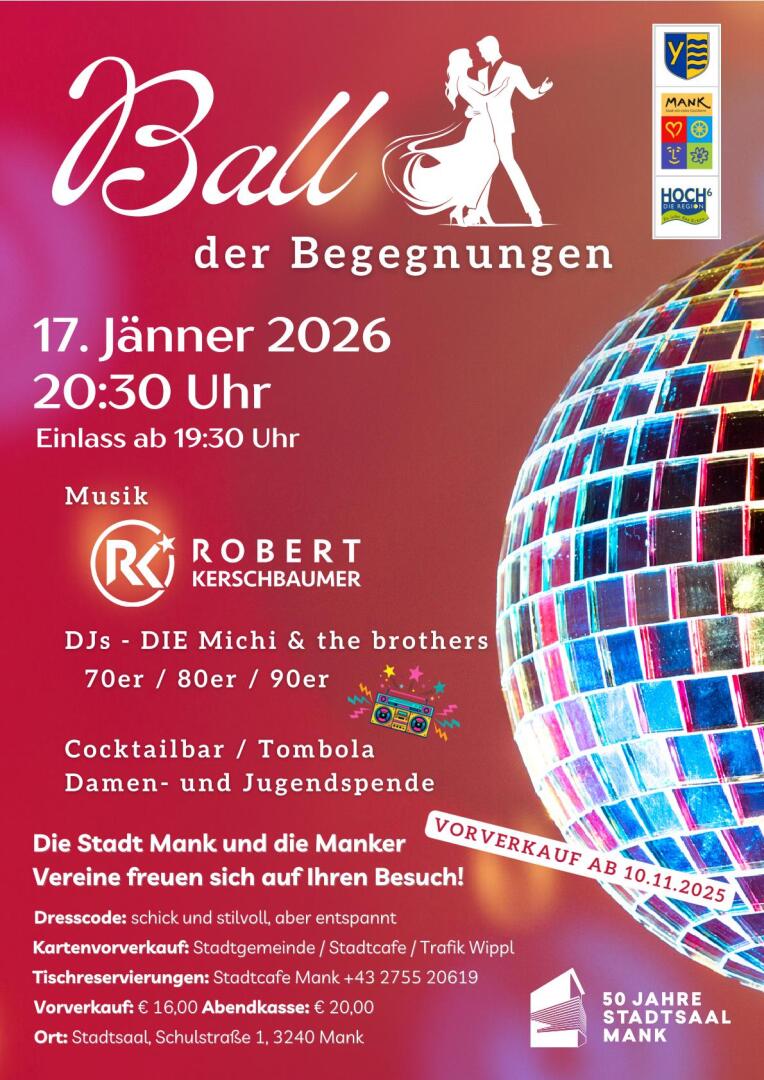 Ball der Begegnungen am 17. January 2026 @ Stadtsaal Mank.