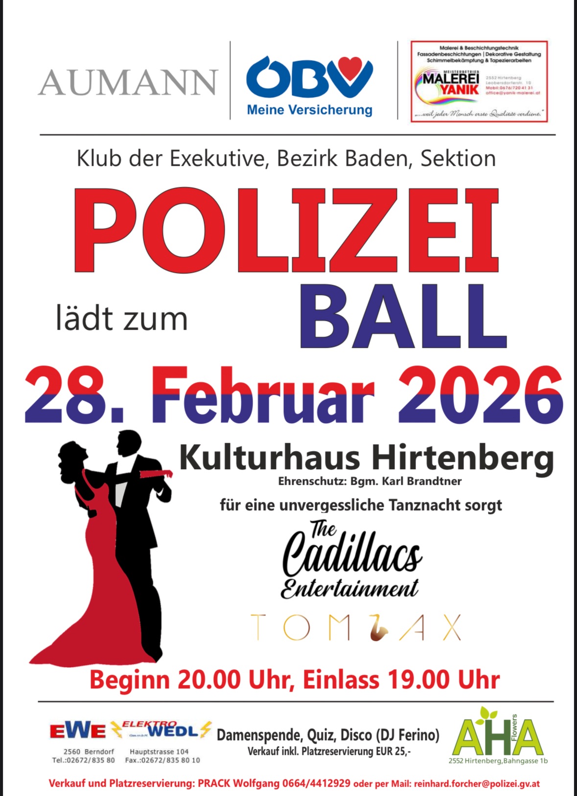 Ball der Exekutive am 28. February 2026 @ Kulturhaus Hirtenberg.