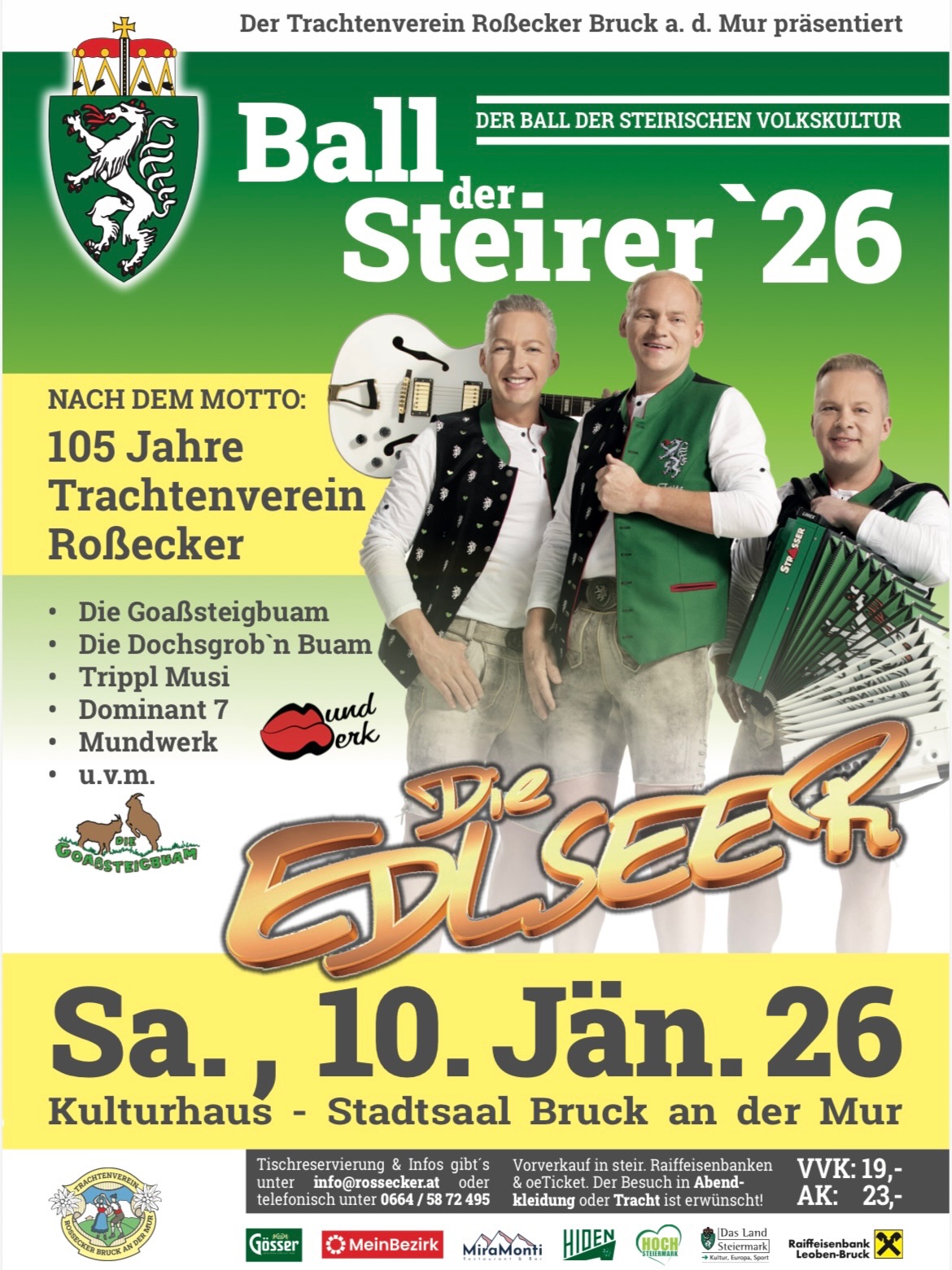 Ball der Steirer 2026 am 10. January 2026 @ Kulturhaus Bruck/Mur.