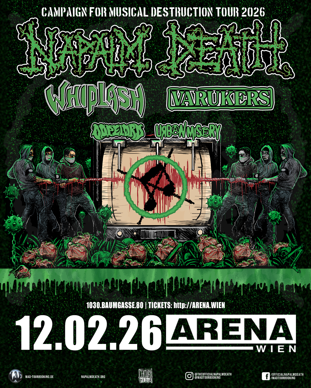 Napalm Death am 12. February 2026 @ Arena Wien.