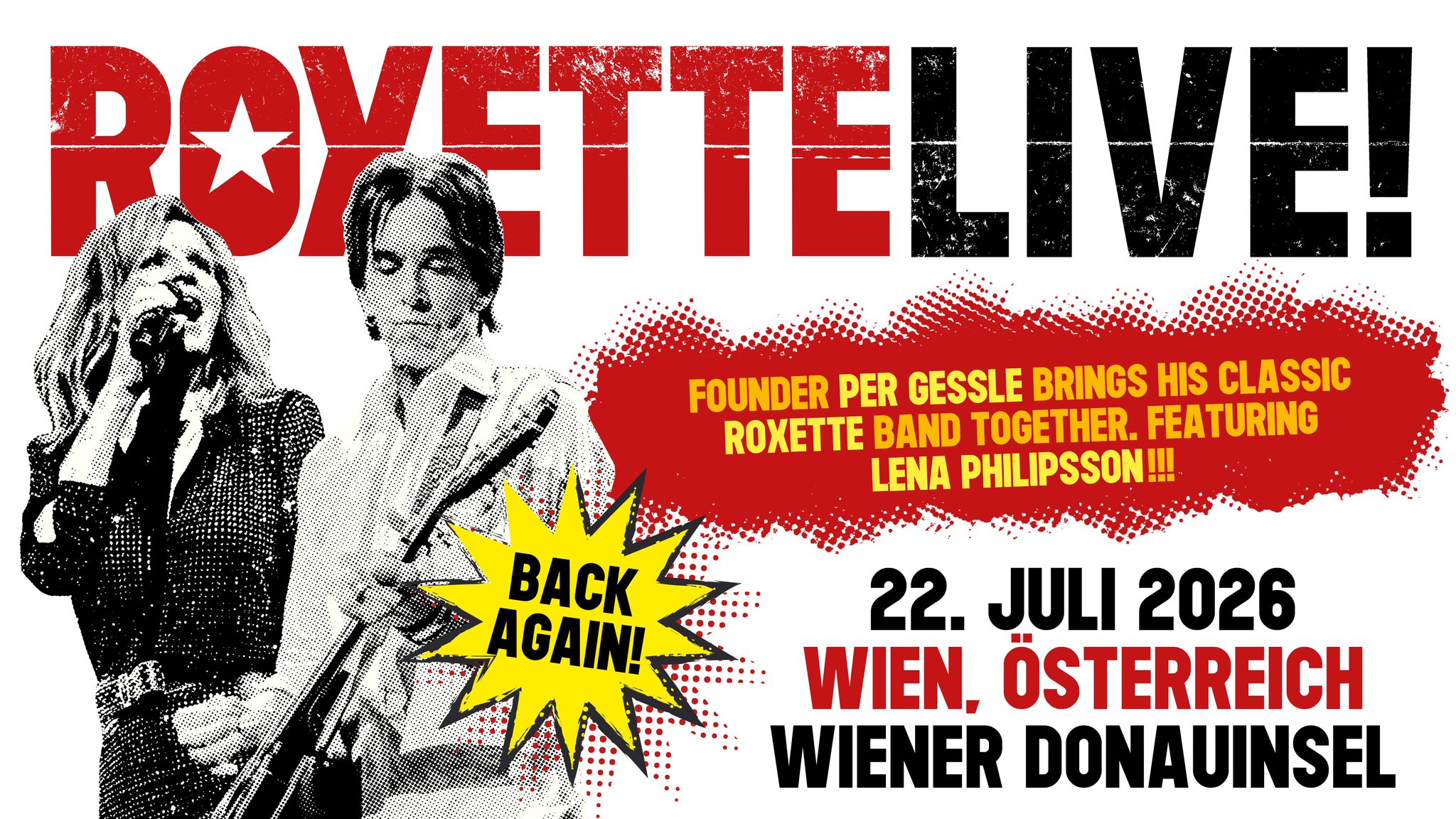Roxette am 22. July 2026 @ Donauinsel.