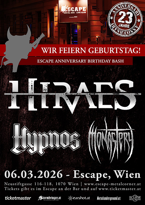 Hiraes, Hypnos, Monastery am 6. March 2026 @ Escape Metalcorner.