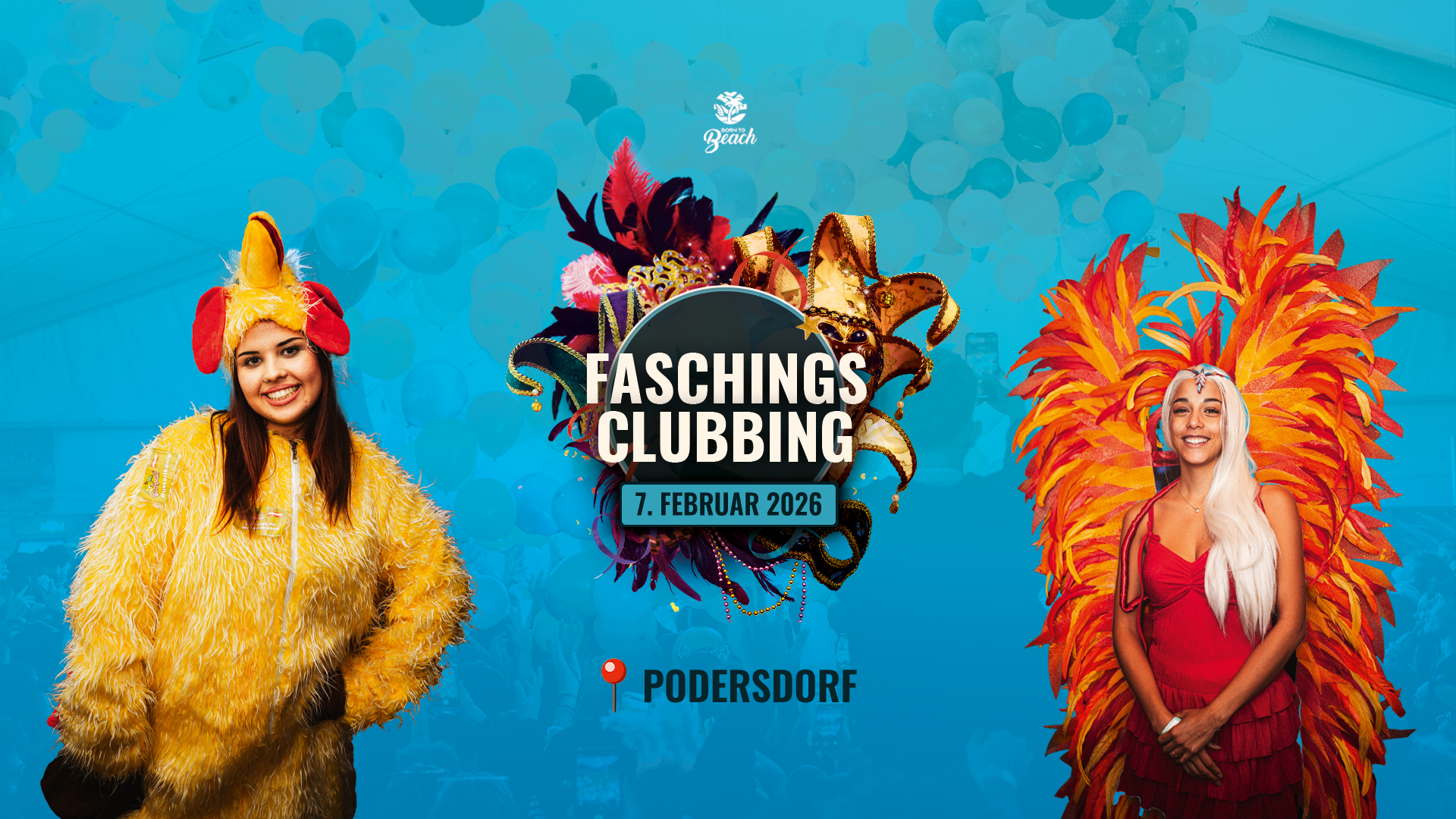 Burgenlands größtes Faschings-Clubbing am 7. February 2026 @ Podersdorf am See.