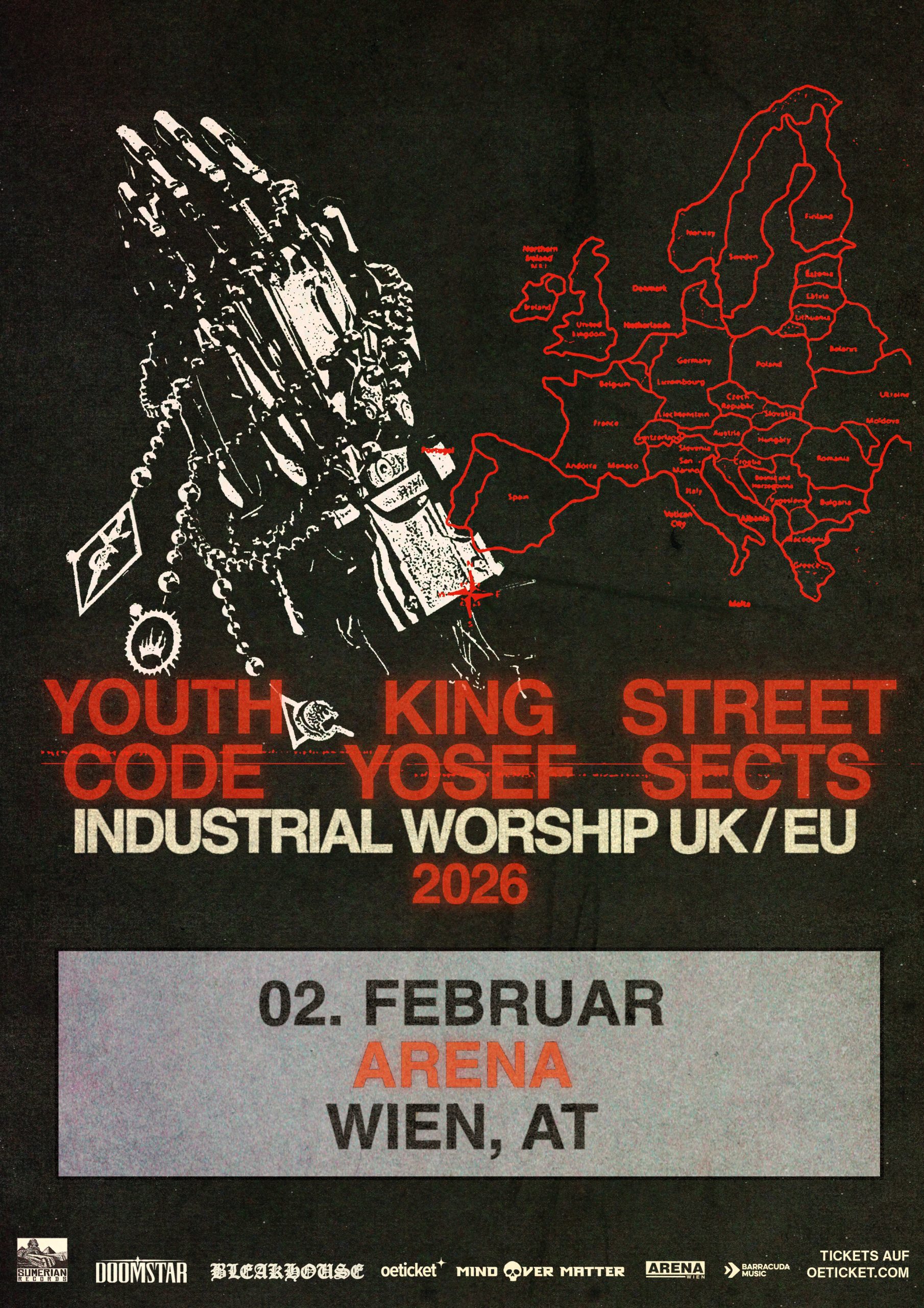 Youth Code + King Yosef + Street Sects am 2. February 2026 @ Arena Wien.
