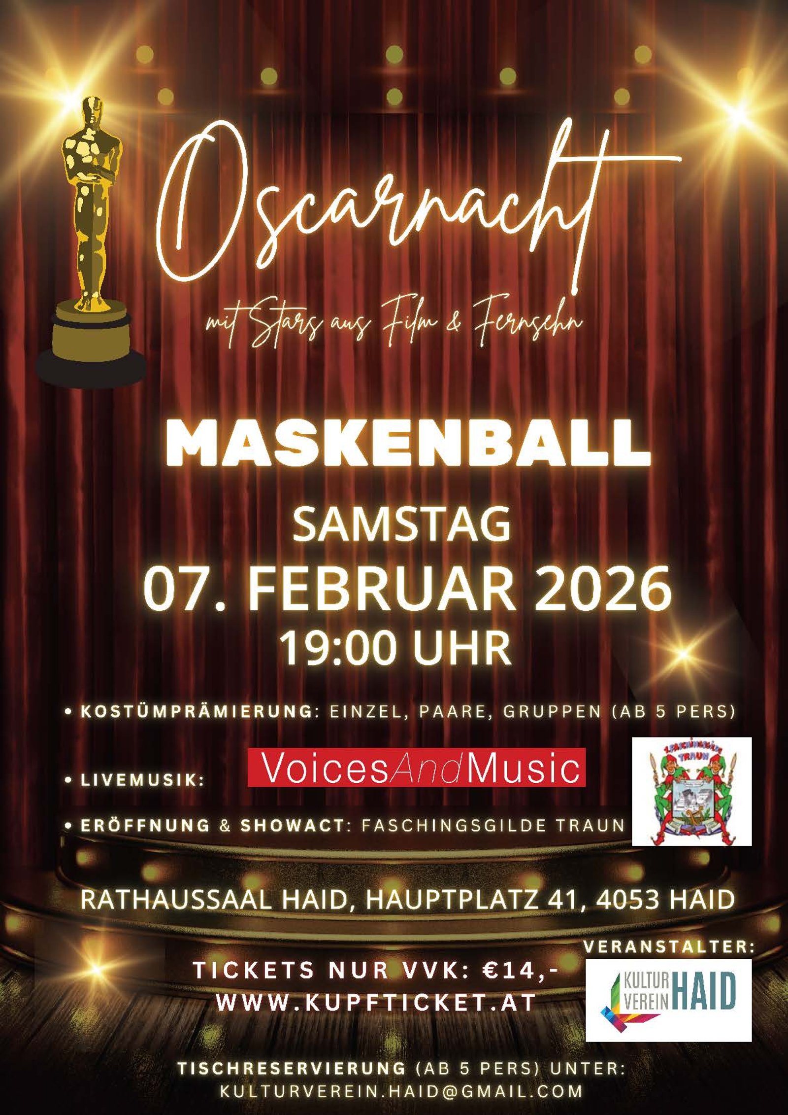 Maskenball am 7. February 2026 @ Rathaussaal Haid.