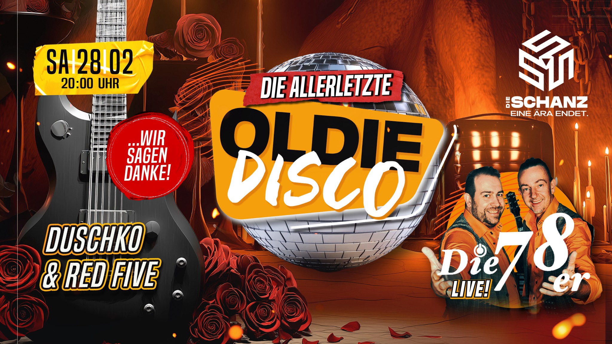 Die Allerletzte OLDIE DISCO am 28. February 2026 @ Die Schanz.