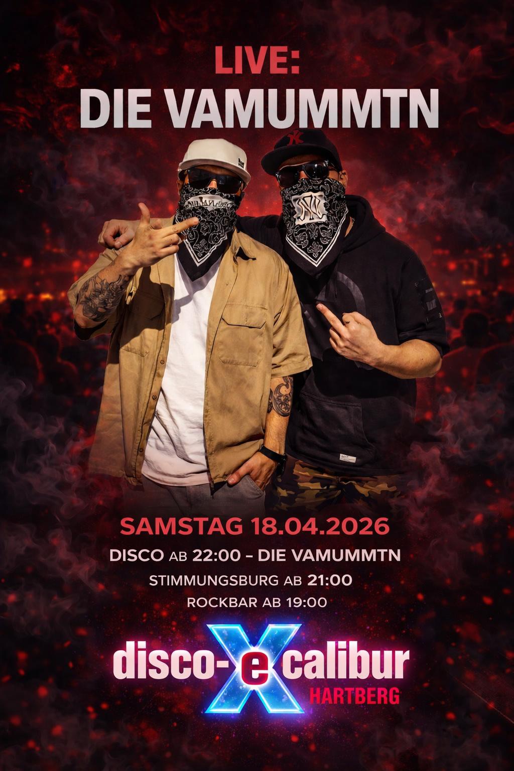 Die Vamummtn am 18. April 2026 @ Disco Excalibur - Hartberg.