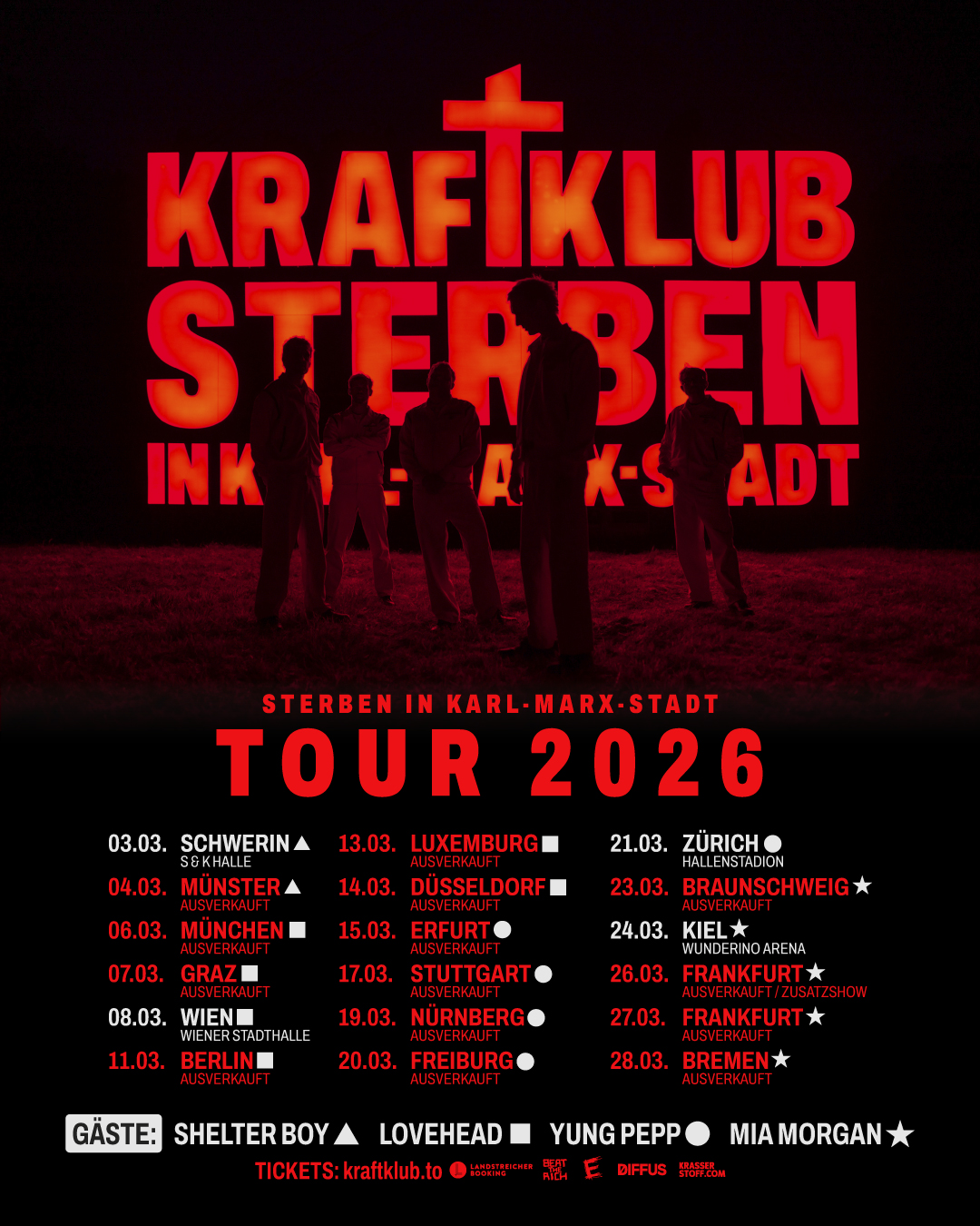 Kraftklub am 8. March 2026 @ Wiener Stadthalle.