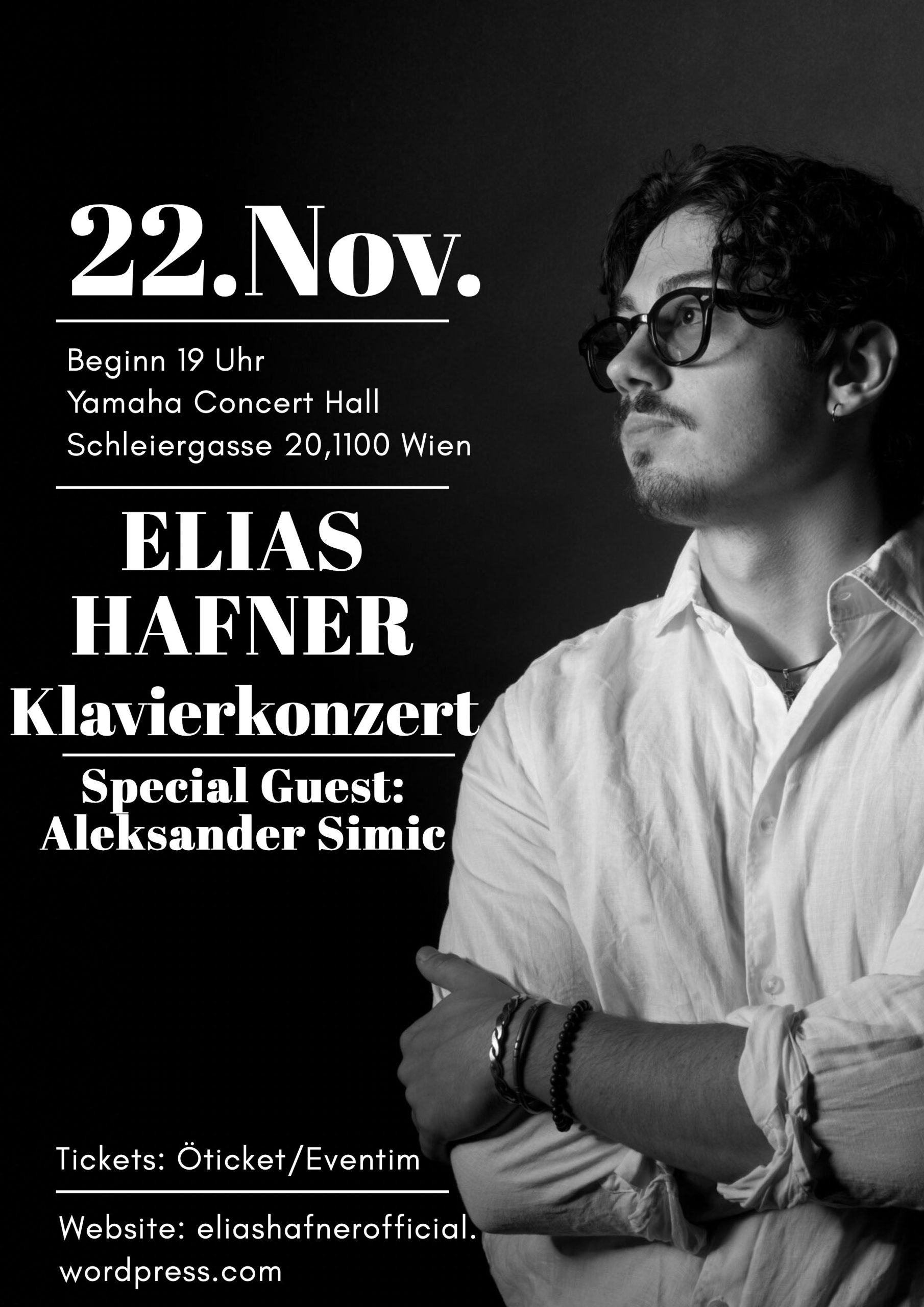 Elias Hafner am 22. November 2024 @ Yamaha Concert Hall Wien. Elias Hafner am 22. November 2024 @ Yamaha Concert Hall Wien.