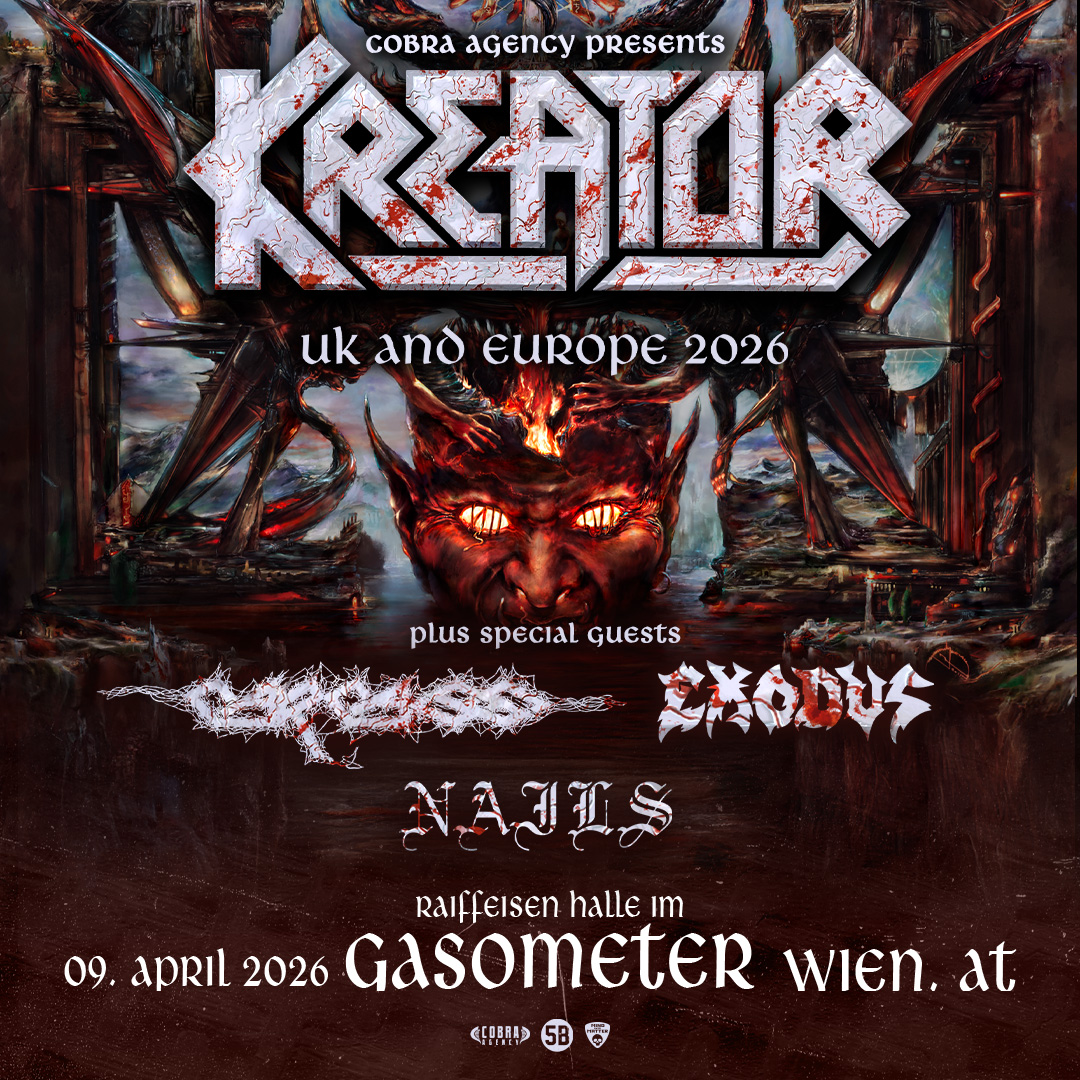 Kreator am 9. April 2026 @ Raiffeisen Halle im Gasometer.