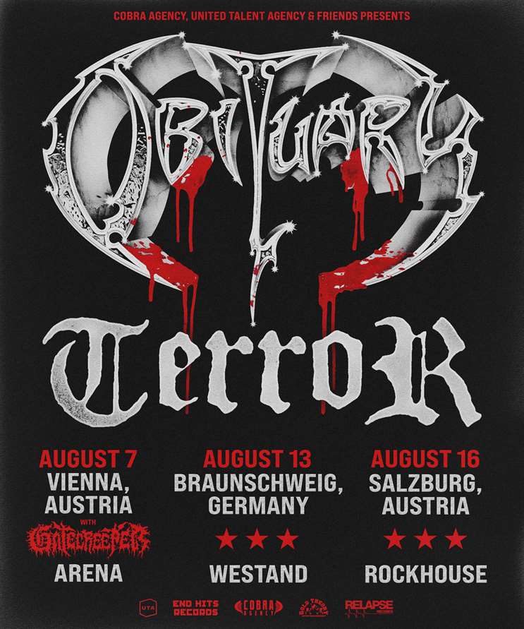 Terror + Obituary + Gatecreeper am 7. August 2023 @ Arena Wien - Große Halle.