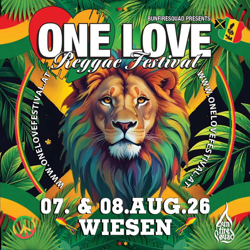 One Love Reggae Festival 2026 am 7. August 2026 @ Festivalgelände Wiesen.