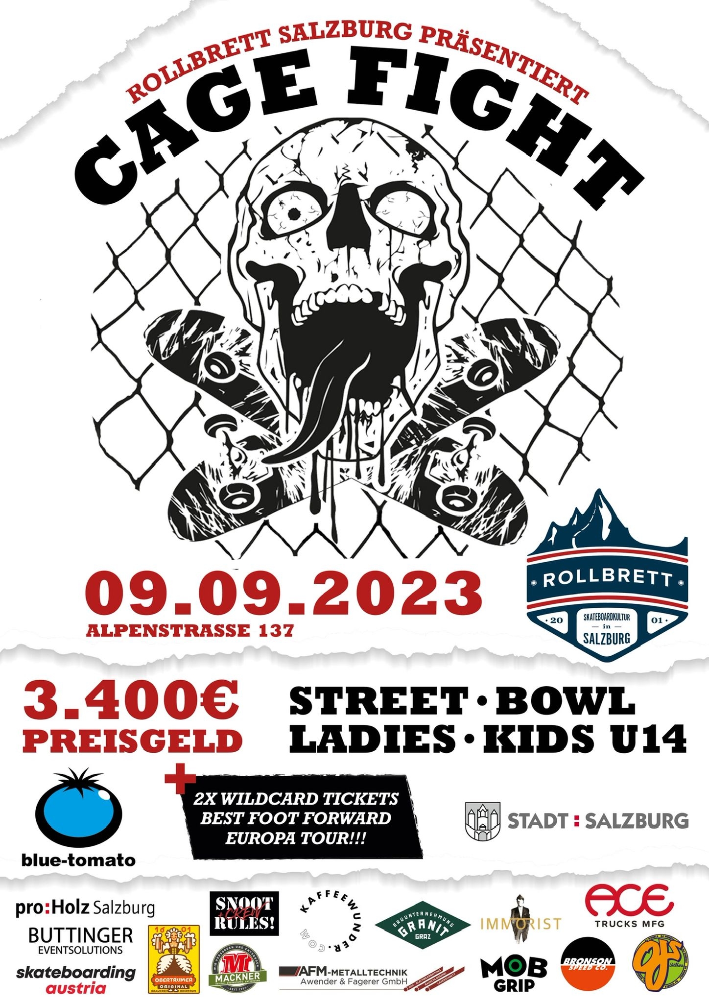 Cage Fight Skateboardcontest 2023 am 9. September 2023 @ The Cage Skatepark.