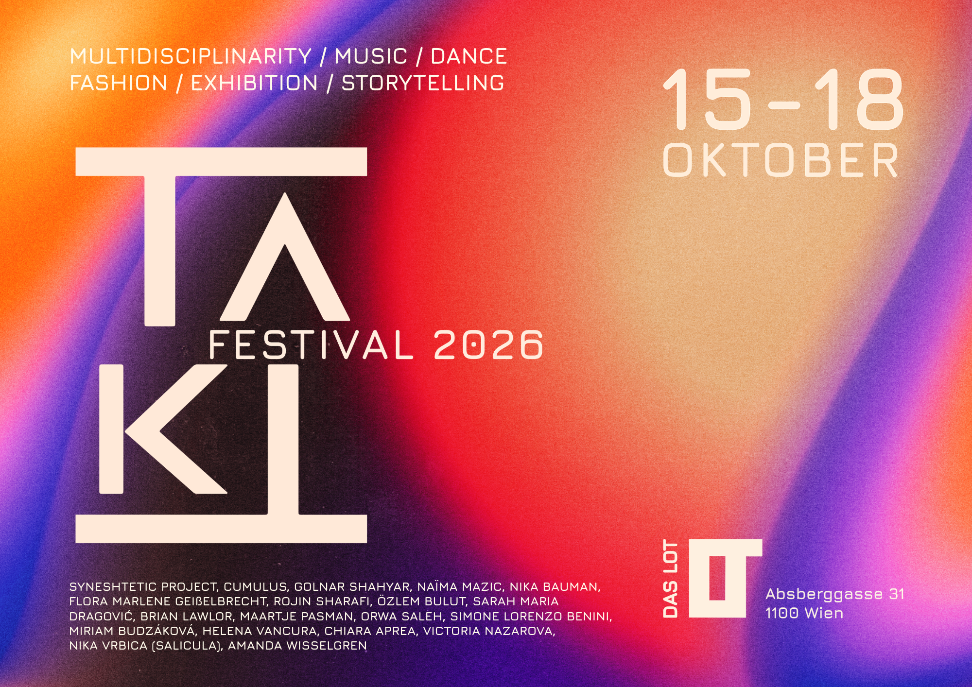 TAKT Festival 2026 am 15. October 2026 @ Das LOT.