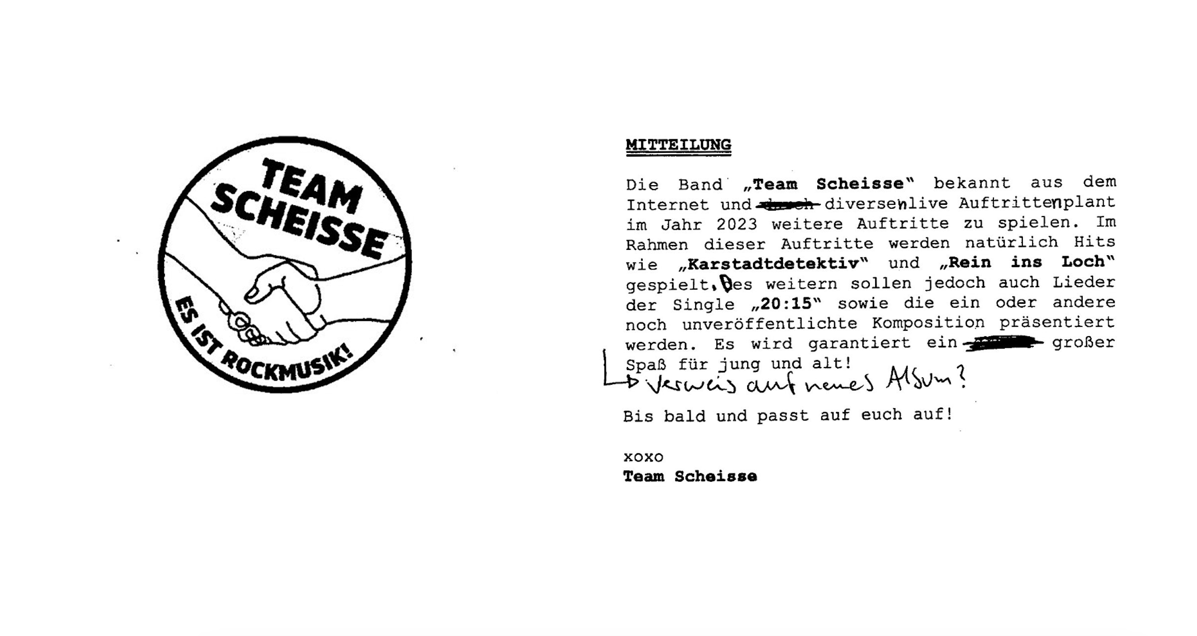 Team Scheisse am 14. October 2023 @ Flex. Team Scheisse am 14. October 2023 @ Flex.