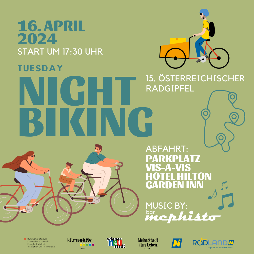 Tuesday Night Biking am 16. April 2024 @ Hotel Hilton Garden Inn.